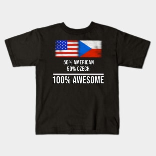 50% American 50% Czech 100% Awesome - Gift for Czech Heritage From Czech Republic Kids T-Shirt